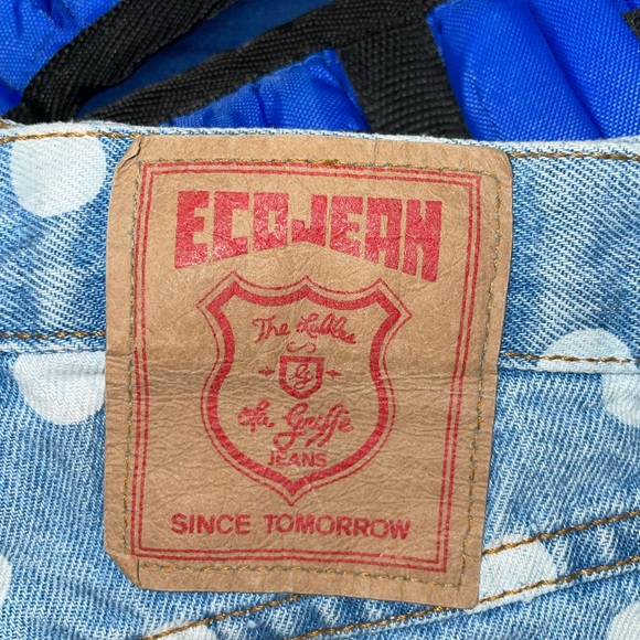 Blue Jean shorts with white polka dots - eco jeans - size 7 - Picture 3 of 4